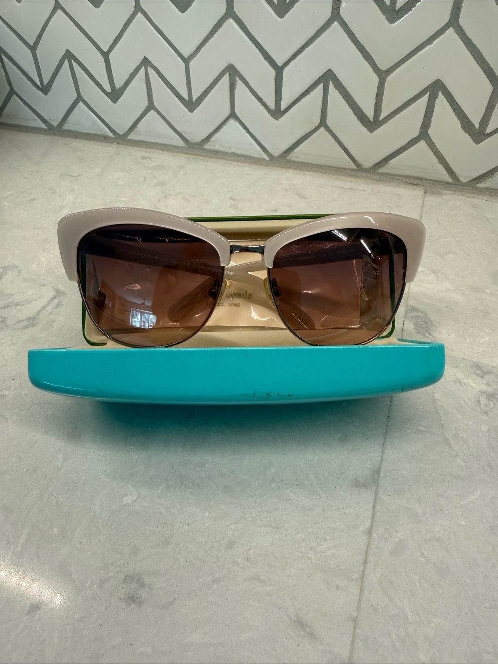 Kate Spade Genette/S Hello Sunshine Cat Eye Sunglasses Beige Rose Gold